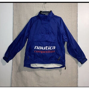 Vintage Nautica Competition Anorak Spell Out Blue Nylon Sailing Jacket Men’s M .